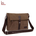 Customized logo leather shoulder bag canvas mens messenger bag